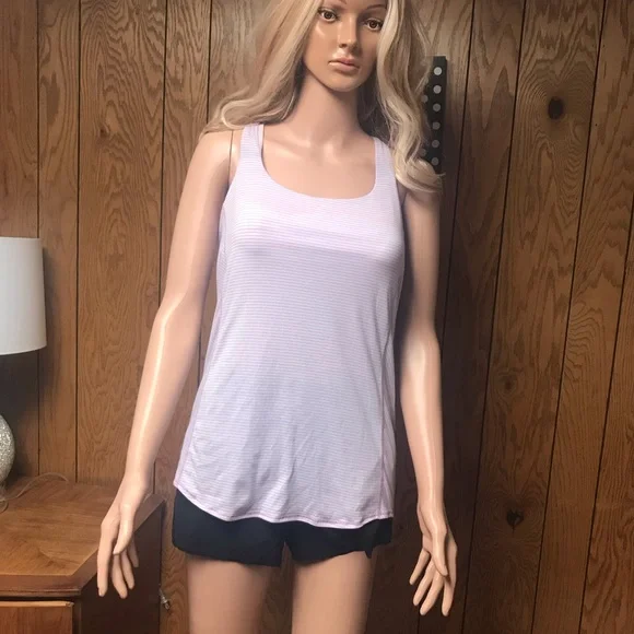 Lululemon Wild Tank Top lavender coral-Pink & White Floral Stripe - Size 6 - Picture 11 of 12